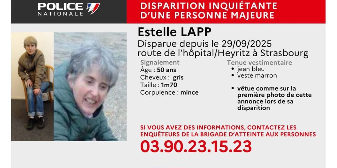 Bas-Rhin : La police recherche une femme de 50 ans disparue à Strasbourg